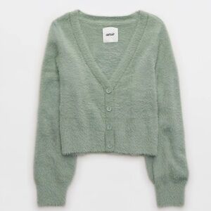 Aerie Fuzzy Cropped Cardigan